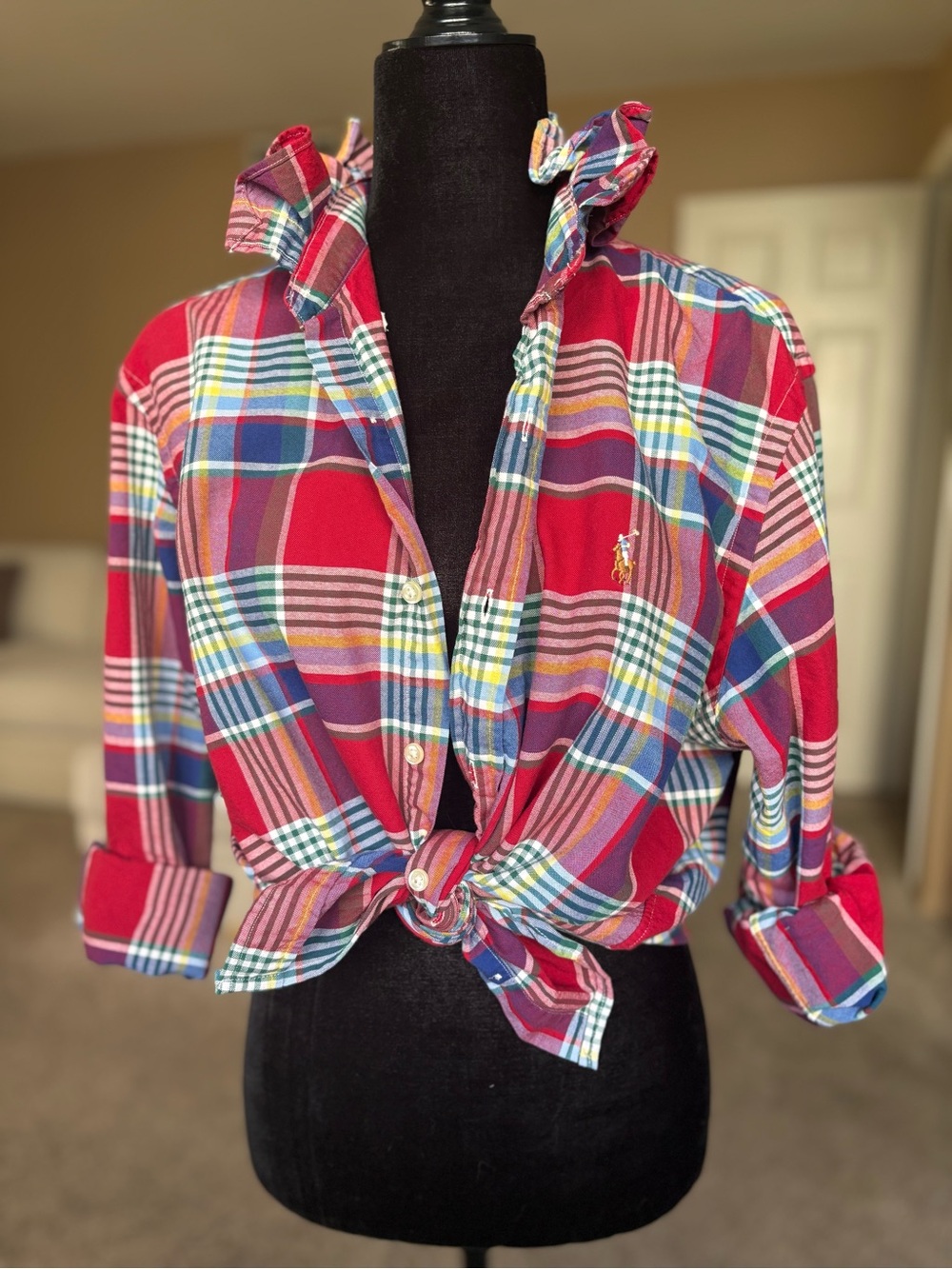 Reworked Ralph Lauren Red Plaid Button-Front